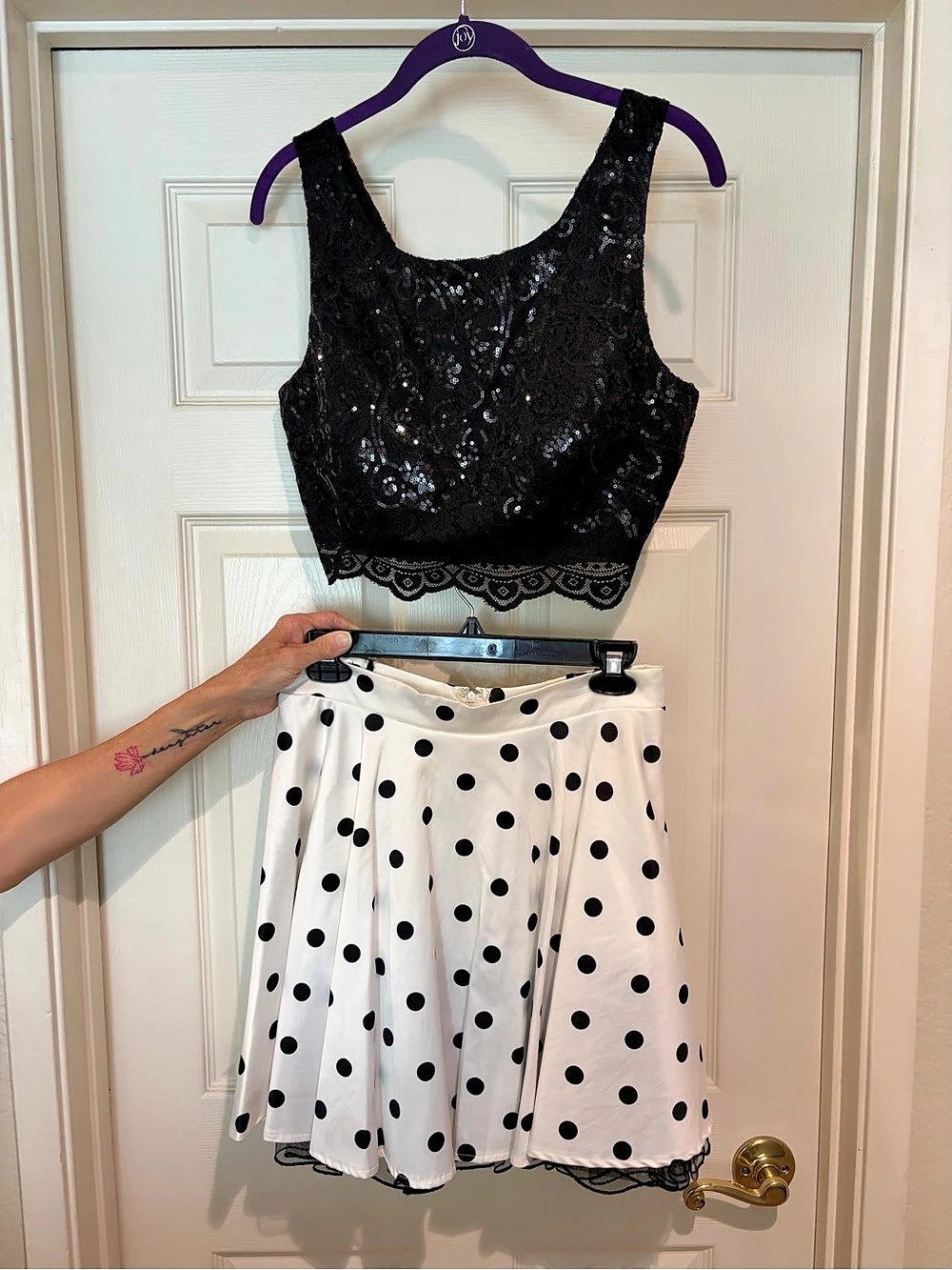 Polka Dot Skirt Two Piece Set Size 7 Like New